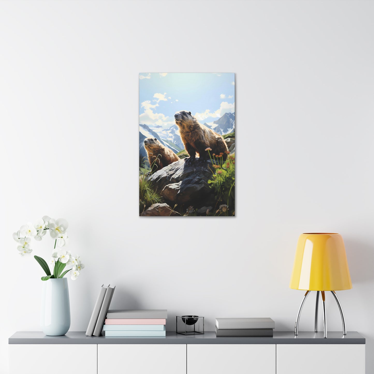 Gold Diggers - Marmots Canvas Art Print (1.5'')