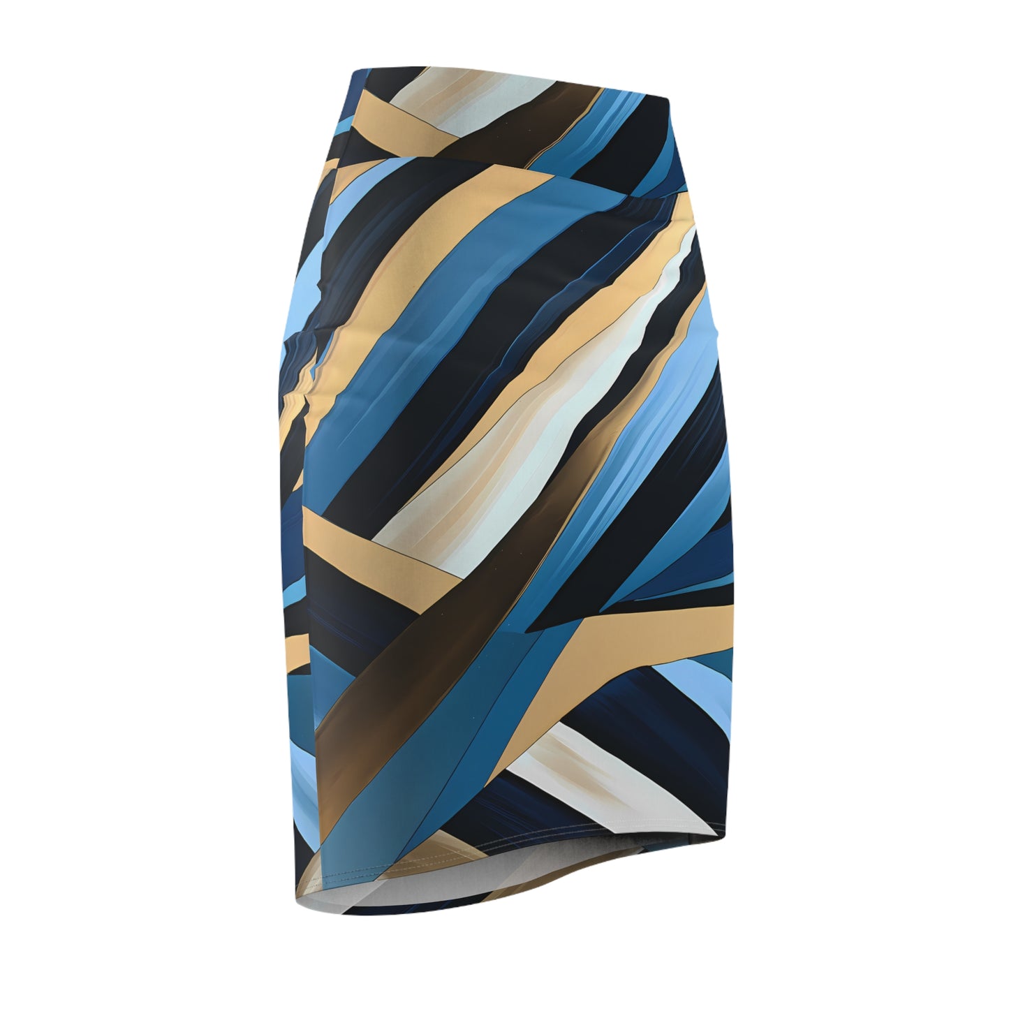 Blue, Black and Gold Pencil Skirt