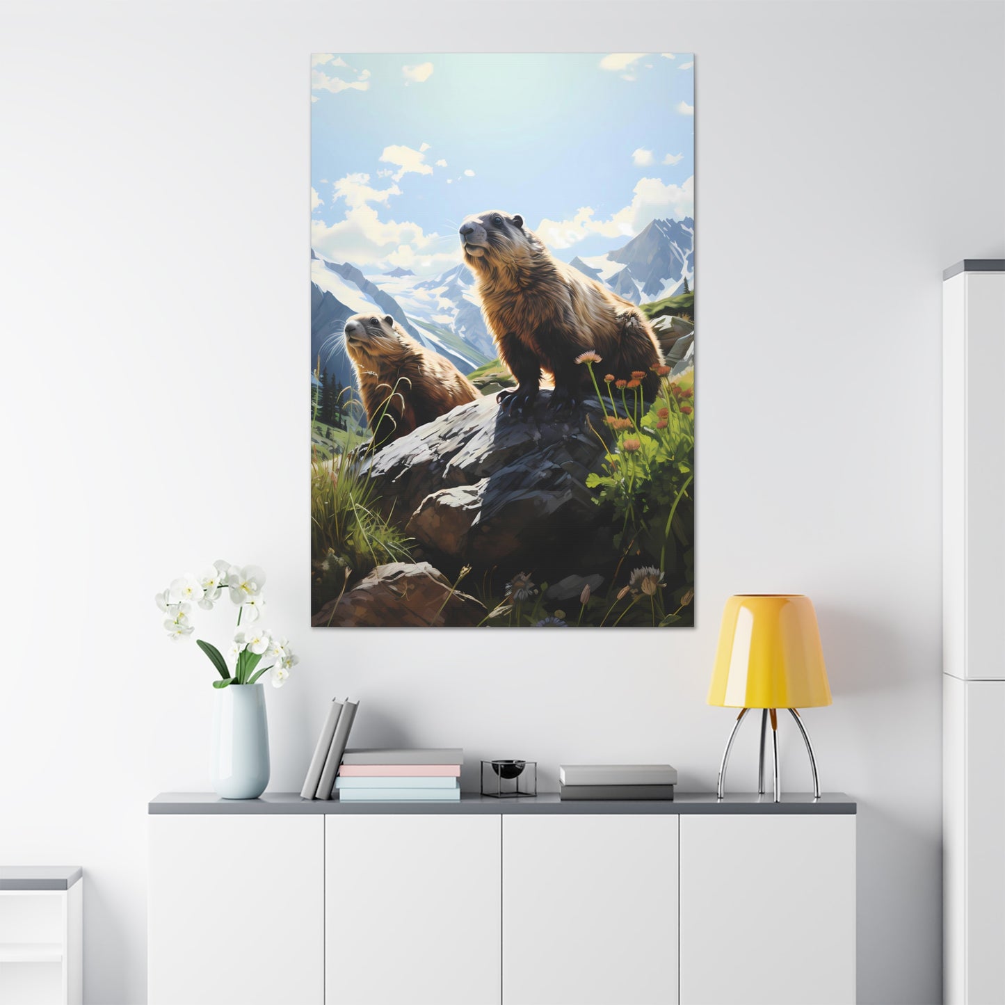 Gold Diggers - Marmots Canvas Art Print (1.5'')