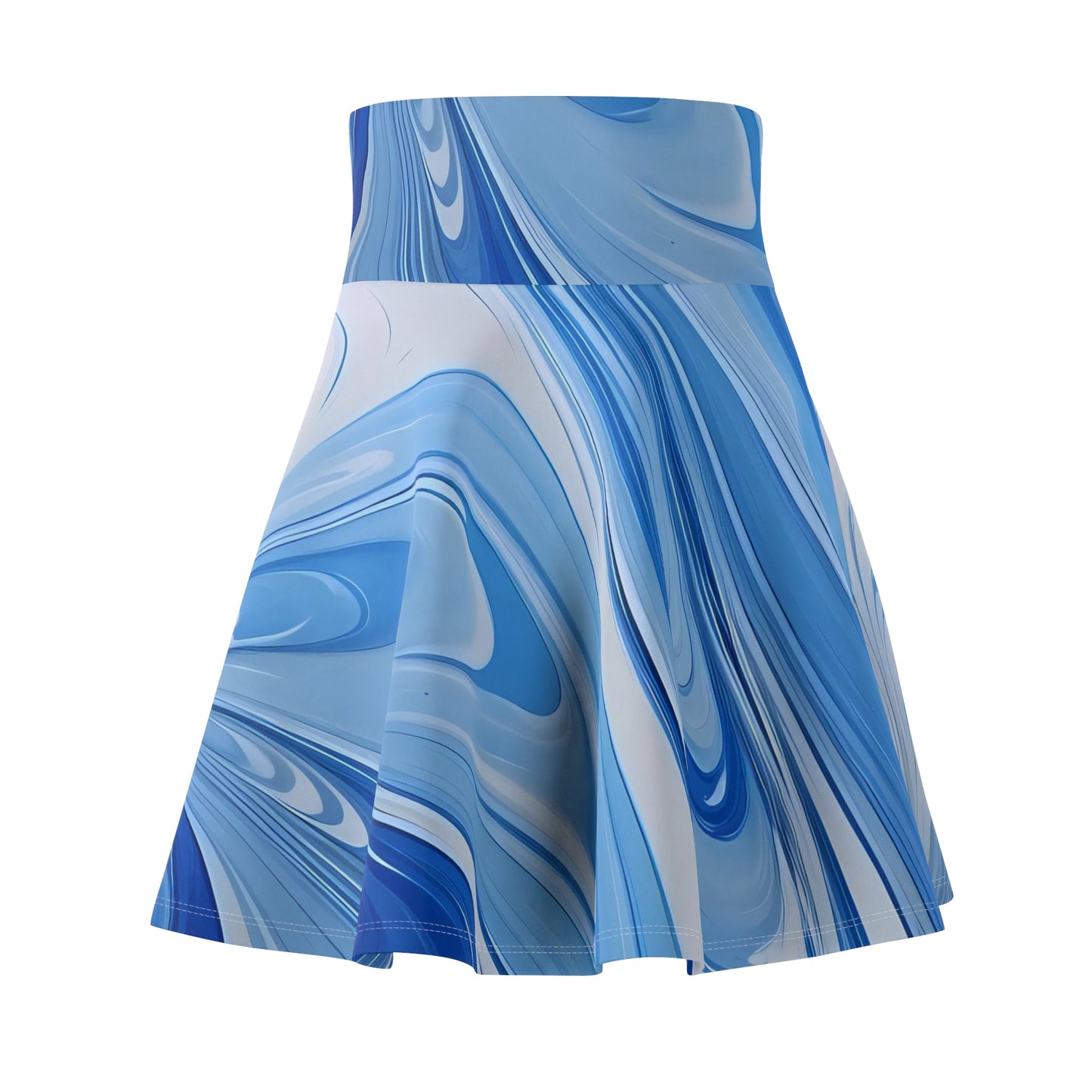 Blue and White Fluid Skater Skirt