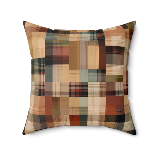 Abstract Plaid Faux Suede Square Pillow