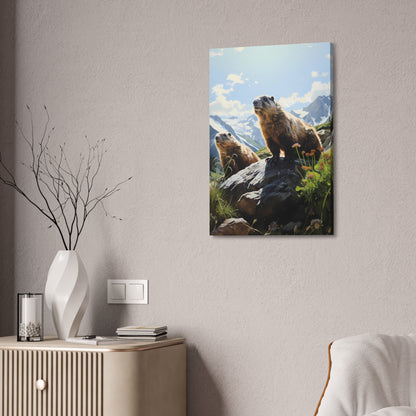 Gold Diggers - Marmots Canvas Art Print (1.5'')