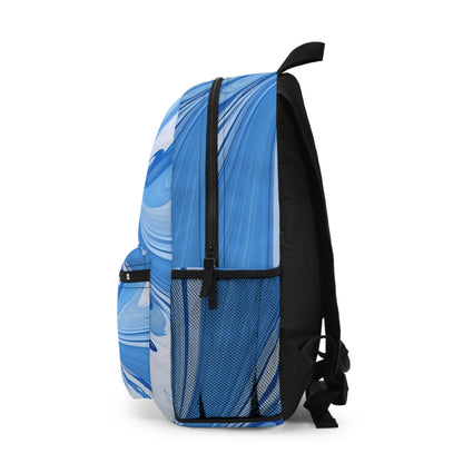 Blue and White Fluid Backpack