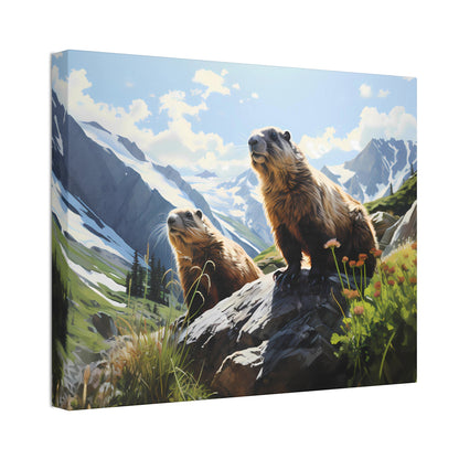 Gold Diggers - Marmots Canvas Art Print (1.5'')