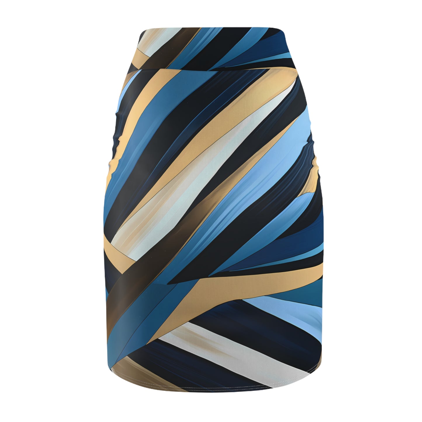 Blue, Black and Gold Pencil Skirt
