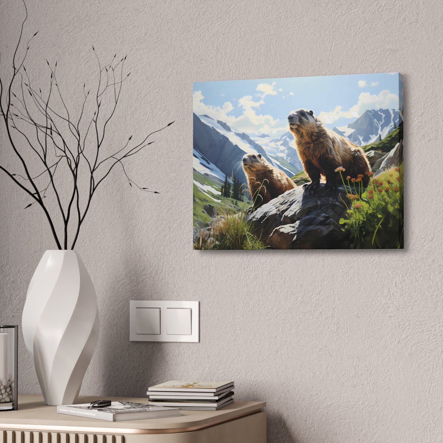 Gold Diggers - Marmots Canvas Art Print (1.5'')