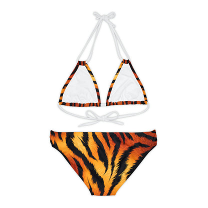 Tiger Stripes Print Strappy Bikini Set