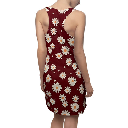 Maroon with Daisies Racerback Dress