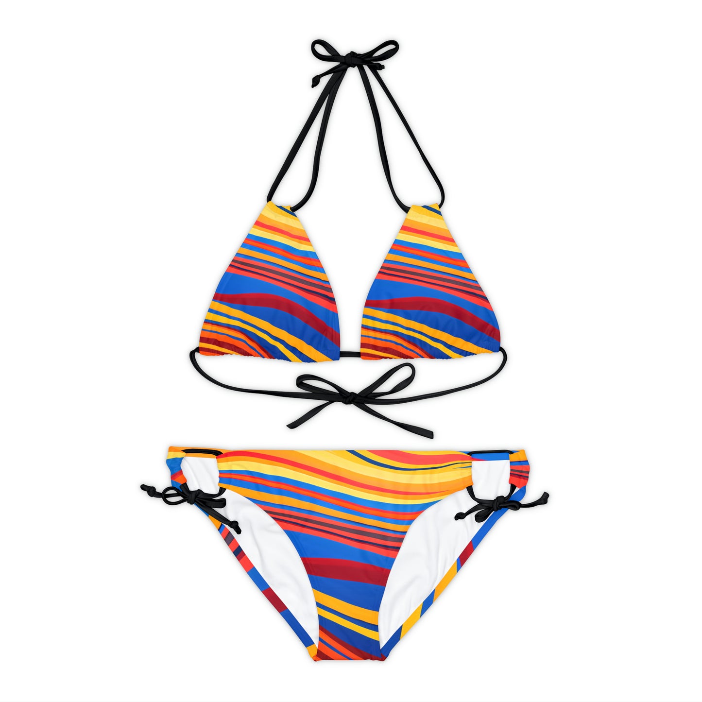 Flowy Stripes Strappy Bikini Set