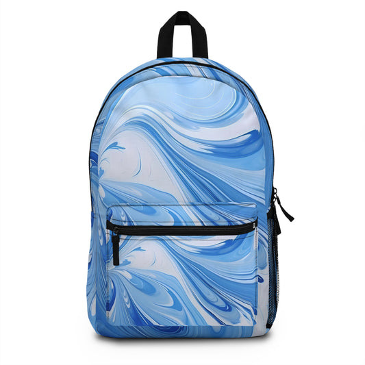 Blue and White Fluid Backpack