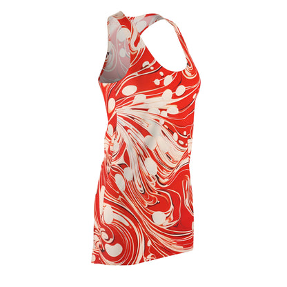 Red and White Swirls Racerback Dress
