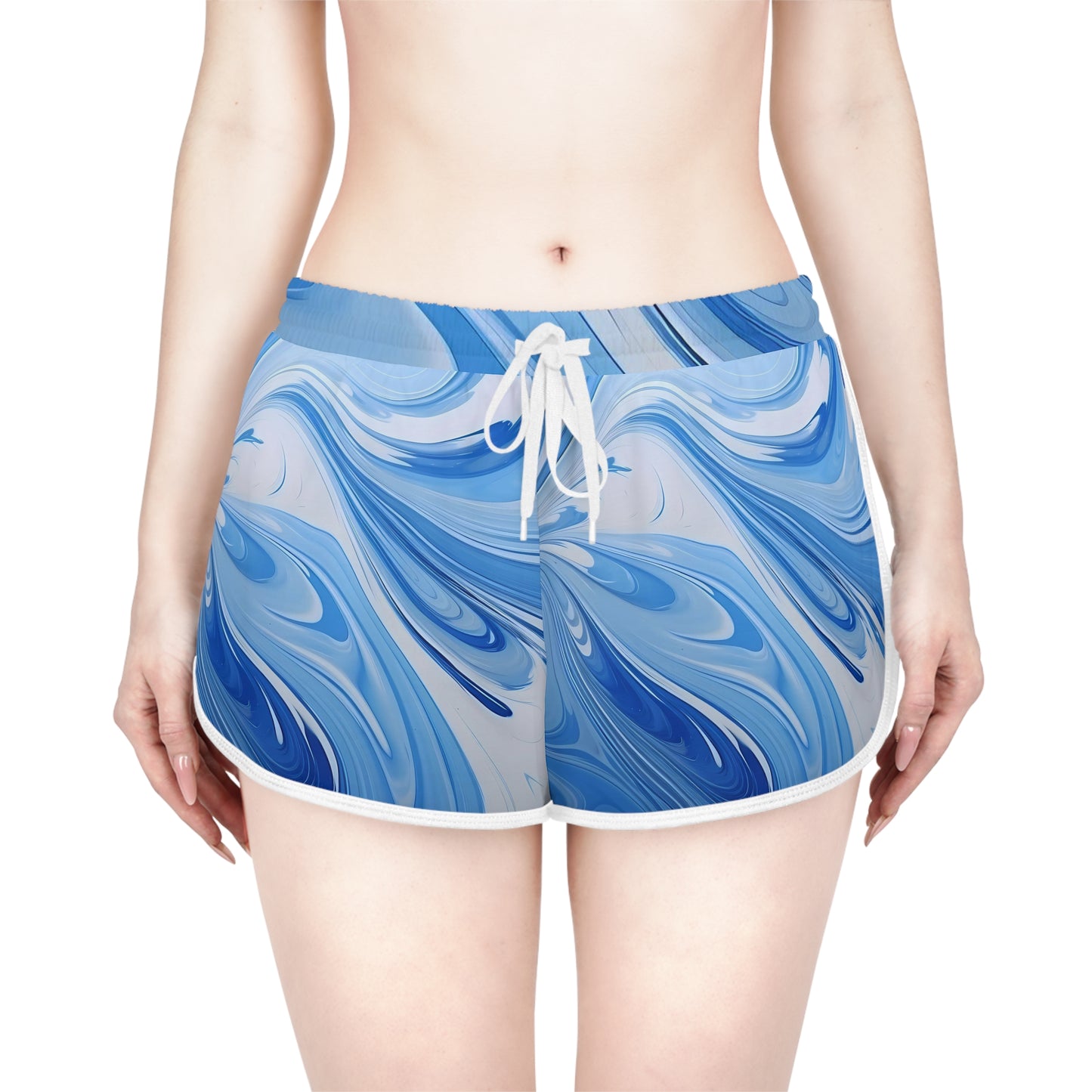 Blue & White Womens Relaxed Shorts