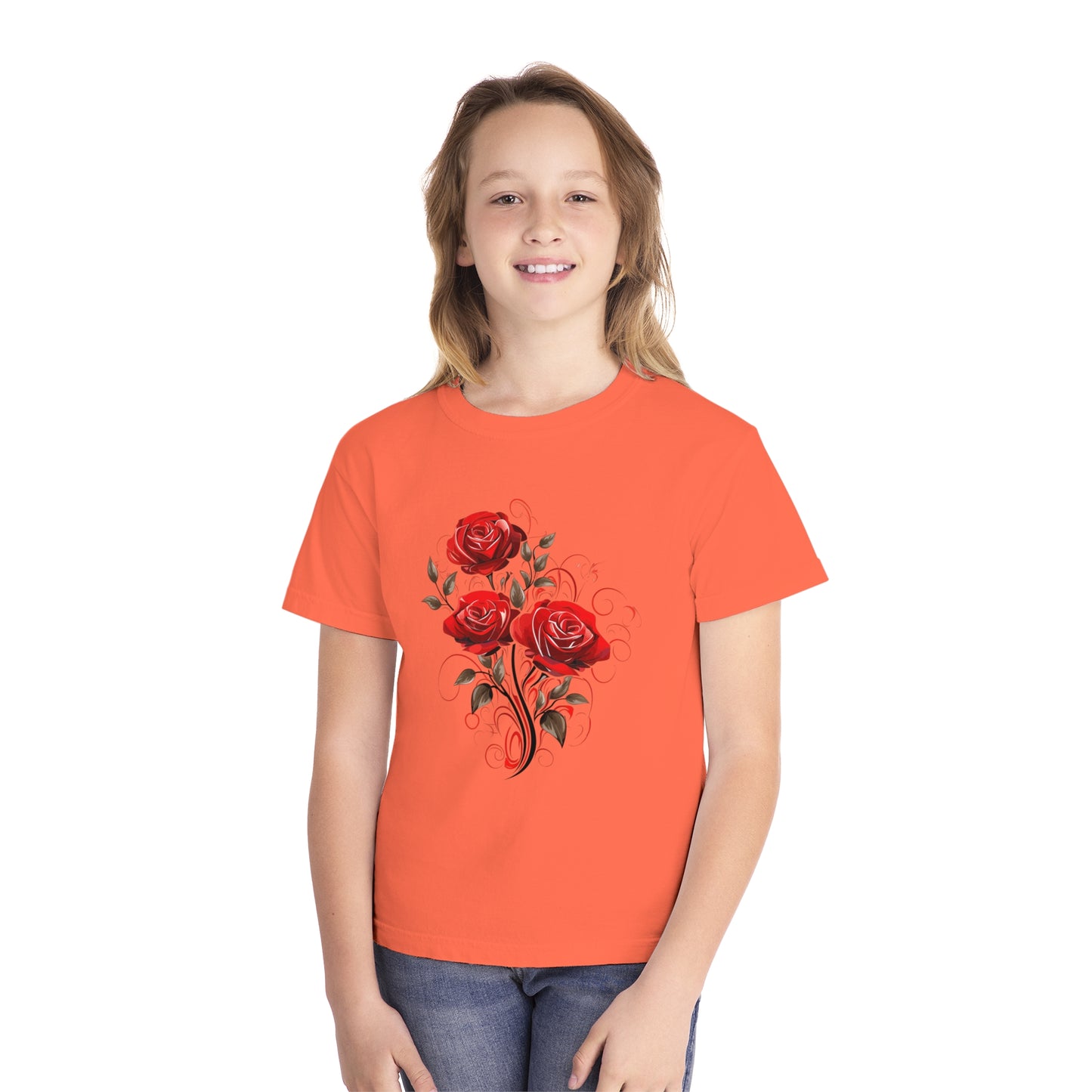 Girls Red Roses Midweight Tee