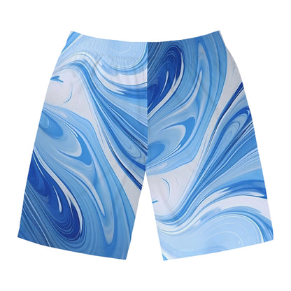 Blue and White Fluid Board Shorts