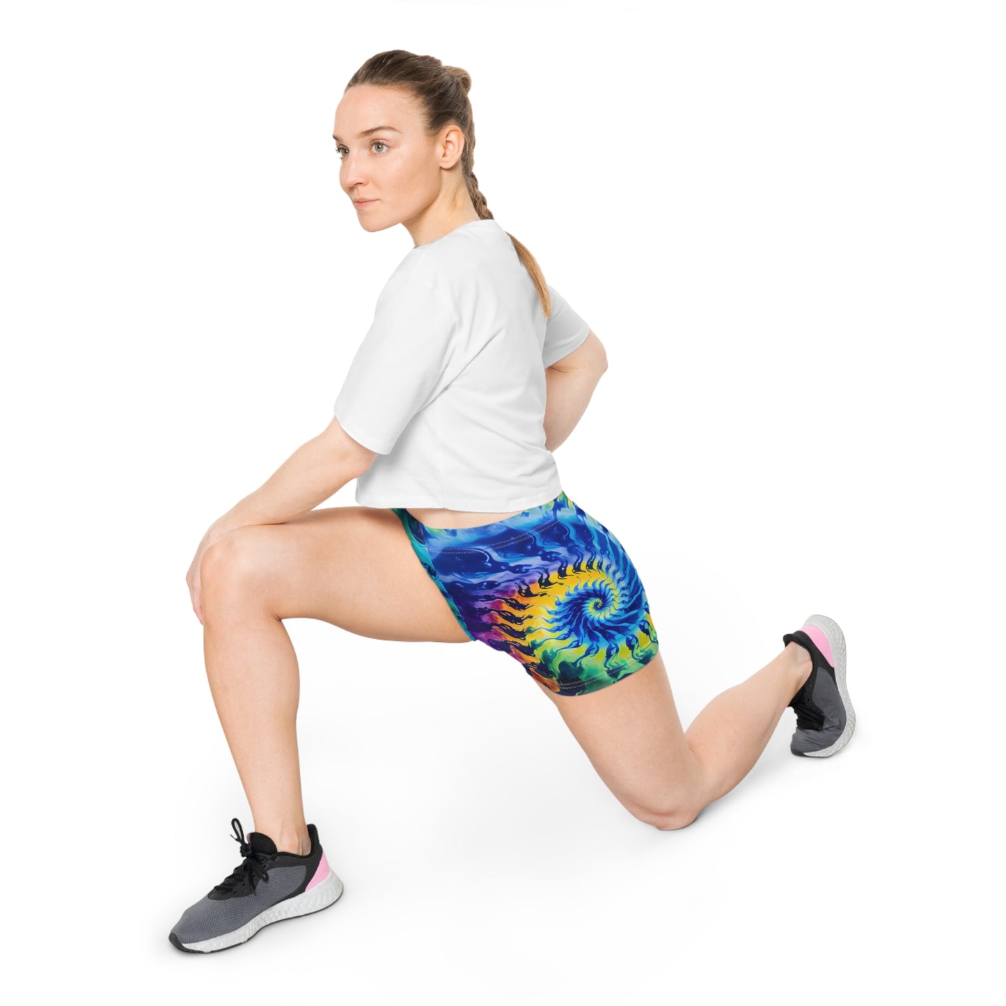 Tie-Dye Print Womens Workout Shorts