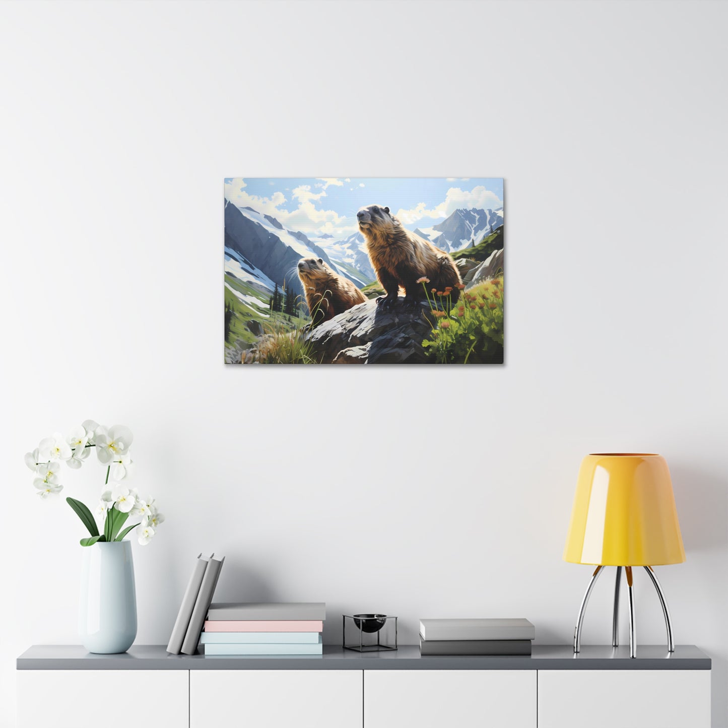 Gold Diggers - Marmots Canvas Art Print (1.5'')