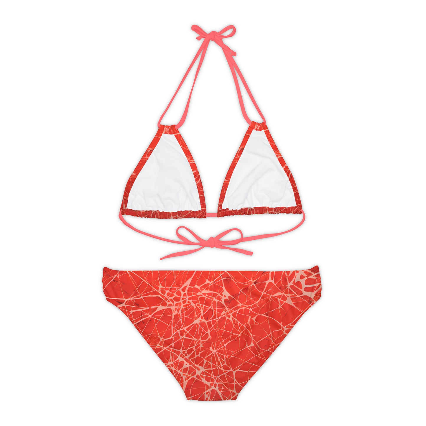 Red Fractured Strappy Bikini Set