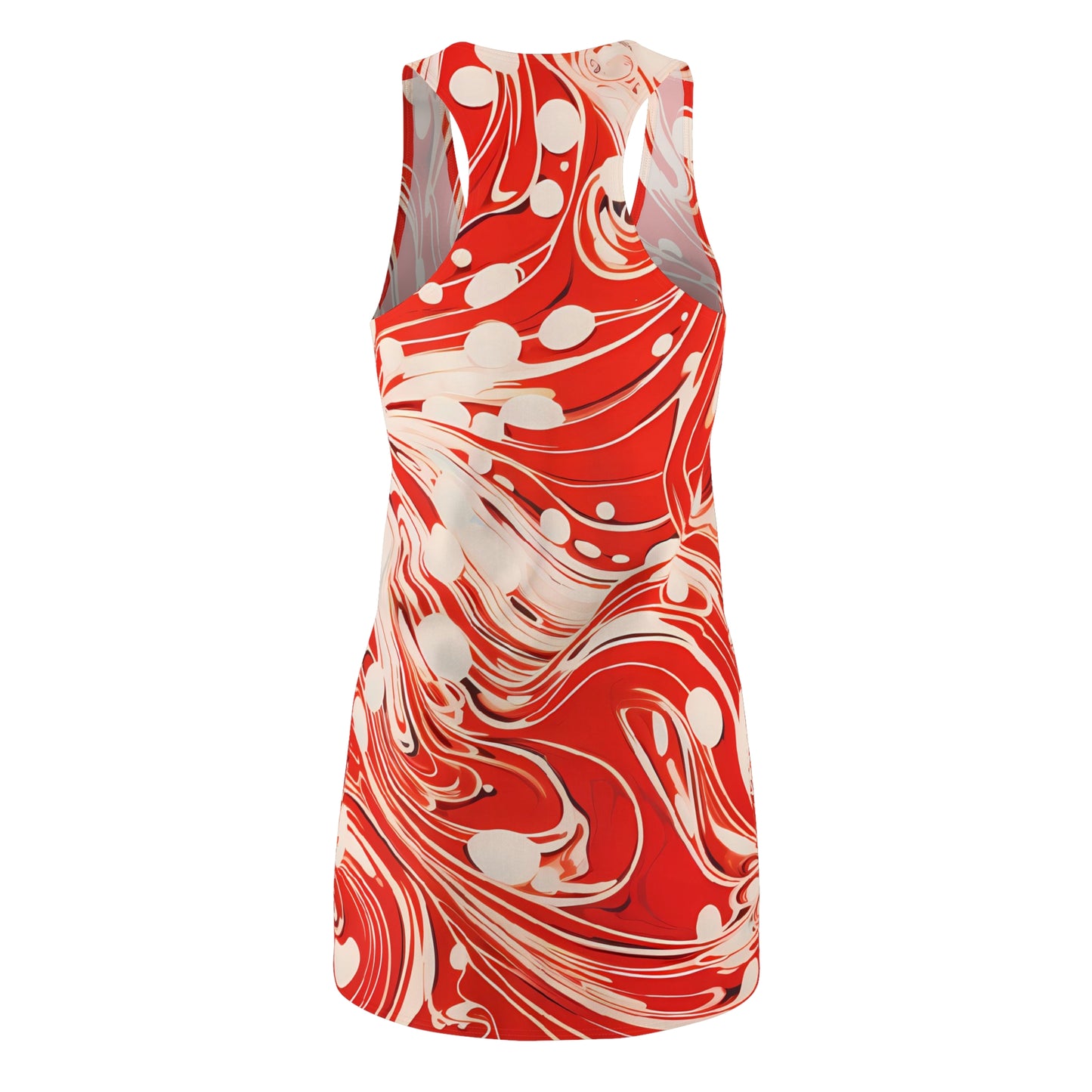 Red and White Swirls Racerback Dress