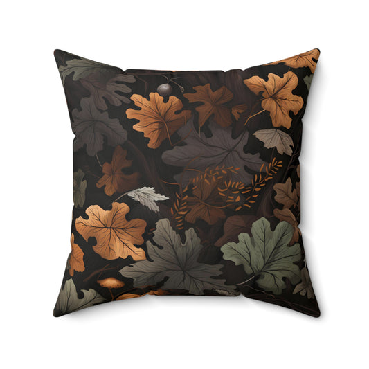 Fall Forest Floor Faux Suede Square Pillow