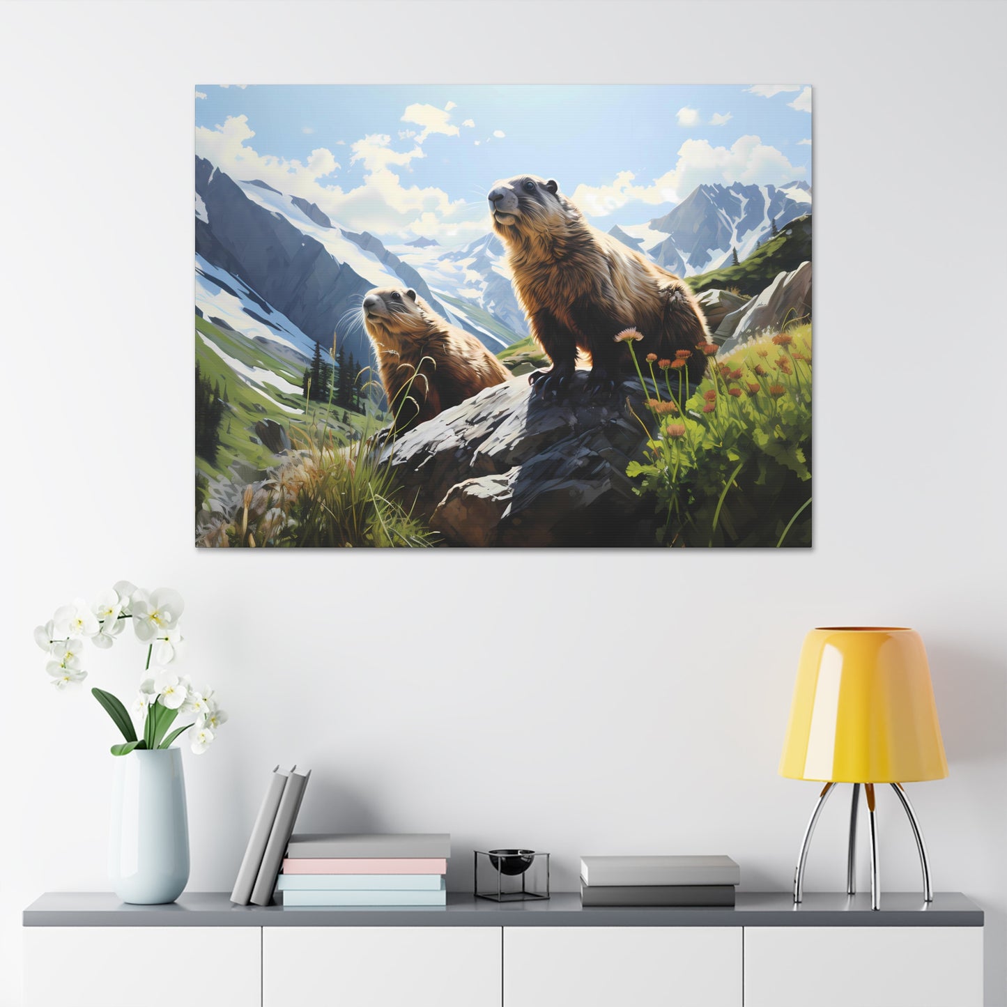 Gold Diggers - Marmots Canvas Art Print (1.5'')